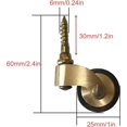 thumbnail image 2 of Solid Brass Furniture Casters, Old Style Rubber Swivel Wheels, Wheel Diameter 25mm, Load Capacity 150kg, with Threaded Stem, Suitable for Piano Legs, 2 of 5