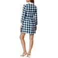 thumbnail image 4 of INSPIRE CHIC Women's Plaid Long Sleeve Button Up Point Collar Shirt Dress M Blue White, 4 of 8