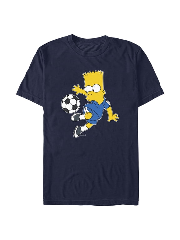 Men's The Simpsons Bart Soccer Pro Graphic Tee Navy Blue 2X Large