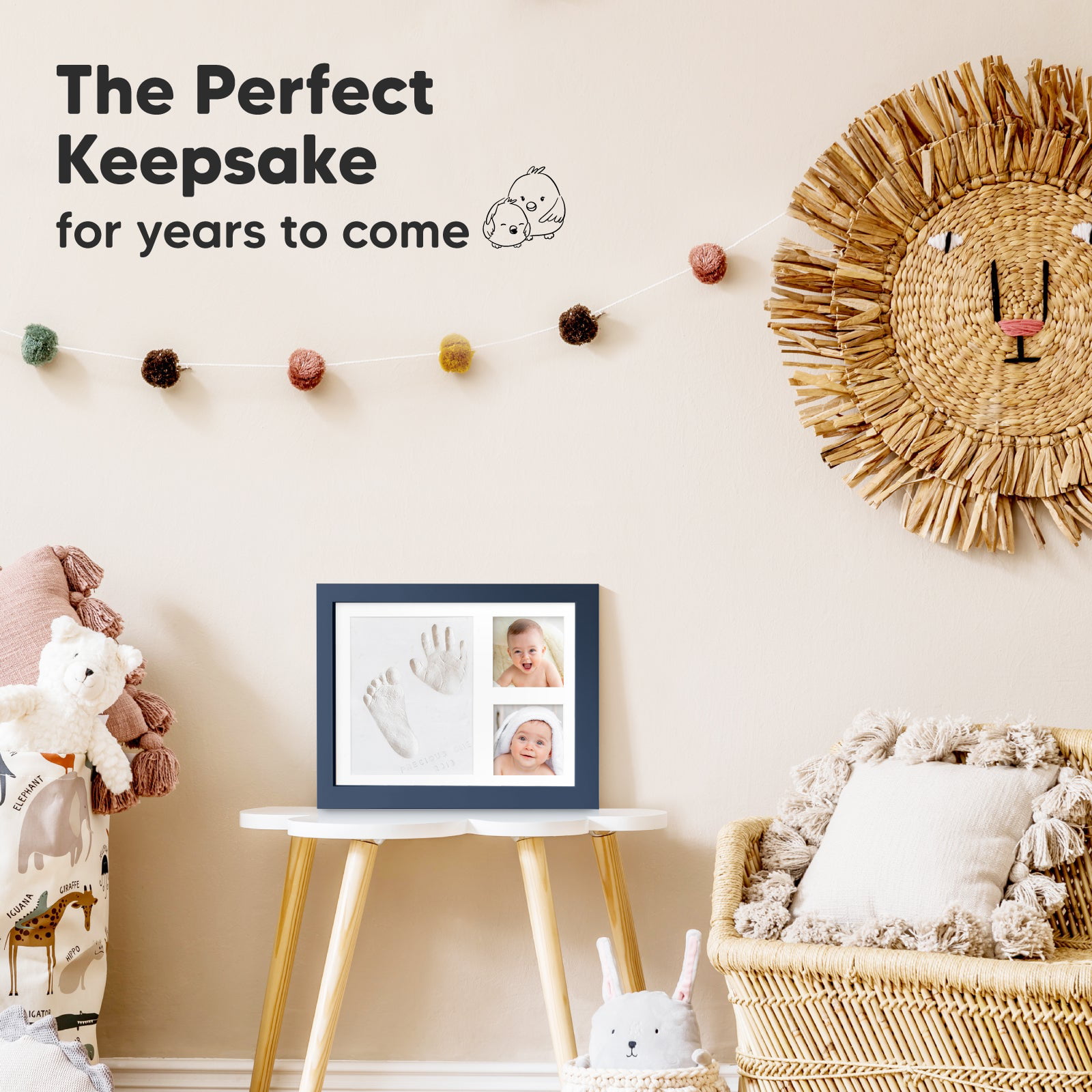 KOIKEY Baby Handprint Footprint Keepsake Kit - Ultrasound and Newborn  Picture Brown Nursery Decorative Wood Frame Kit with No-Clean Print Pad for  Baby