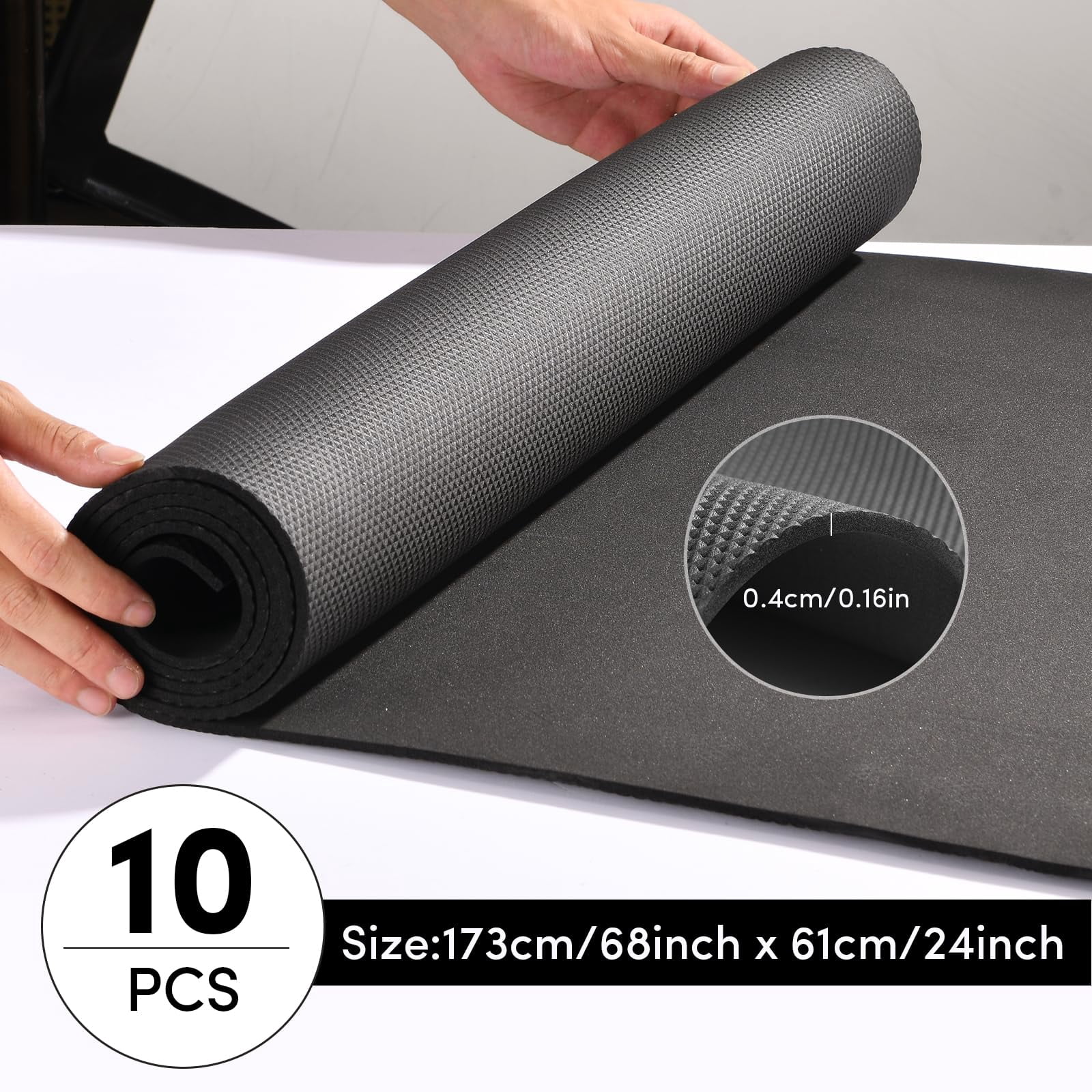 10 Pack Yoga Mats Bulk  68'' X 24'' 4mm Thick Black For And Adults Anti-slip Tear-resistant Exercise Mat Fitness Stretching Home Workout Gym Studio