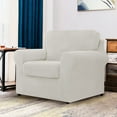 thumbnail image 2 of Set of 3 Stretch Check Spandex Jacquard Sofa Covers (Small, Ivory), 2 of 6