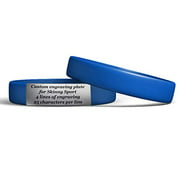 Waterproof Performance Blue Skinny Sport ID Bracelet Hypo-allergenic Silicone with Free Engraving (Medium 7 3/8")