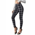 thumbnail image 5 of QATAINLAV Plaid Pants for Women High Waisted Slim Workout Yoga Pant Summer Casual Comfy Trousers Stretchy Skinny Workout Leggings Black XL, 5 of 7