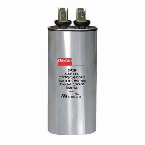 Dayton Motor Run Capacitor,22.5  MFD,3 5/8"  H 39P226