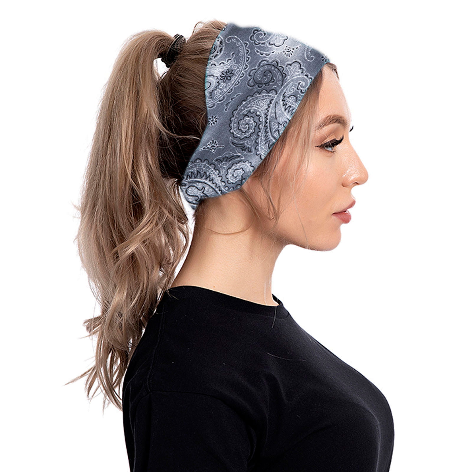 Bandana Headband Elastic Silky Hairband Women Fashion Yoga Sports Soft Head Wrap 