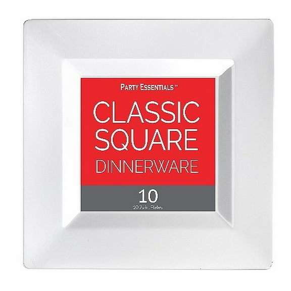 1 - Party Essentials 10.75" Classic Square Plates- White 10 Ct.