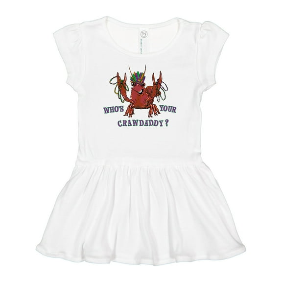 Inktastic WHO'S YOUR CRAWDADDY? Mardi Gras Crayfish Girls Baby Dress