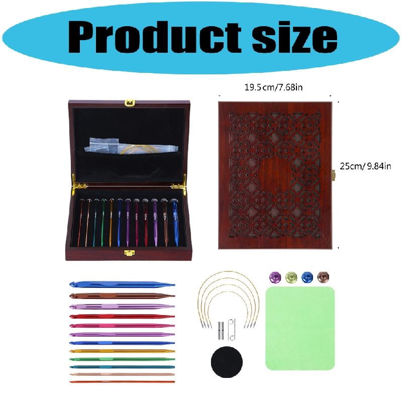 12Pcs Detachable Tunisian Crochet Hook with Cable Interchangeable Aluminum Knitting Needle for Yarn Craft Project