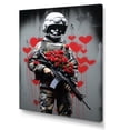 thumbnail image 2 of Designart "Street Art Depicting a Soldier at War I" Fashion Canvas Wall Art - Glam Red Pop Art Entryway Wall Art Print, 2 of 6