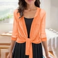 thumbnail image 2 of Womens 3/4 Sleeve Shrug Sheer Mesh Cardigans Tie Front Cropped Lightweight Shawl Top Trendy Dressy Open Front Cardigan Shrugs, 2 of 6