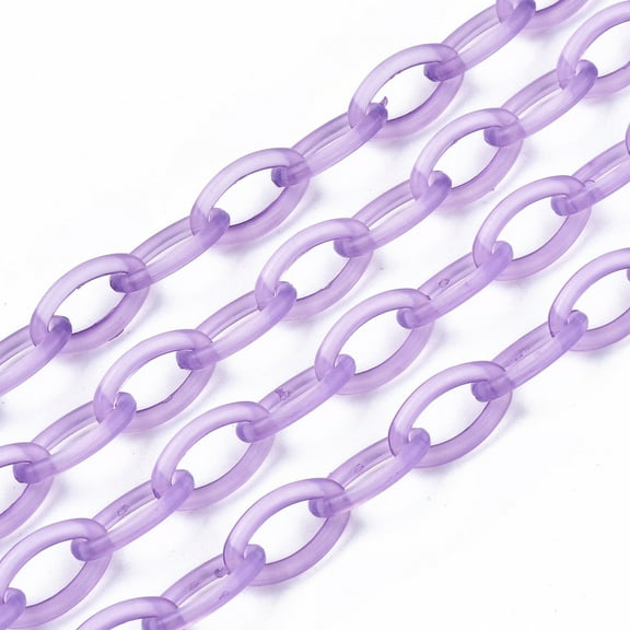 2strands Handmade Transparent ABS Plastic Cable Chains Oval Medium Purple 19.29 inch~19.68 inch(49~50cm) Link: 13x7.5x1.5mm