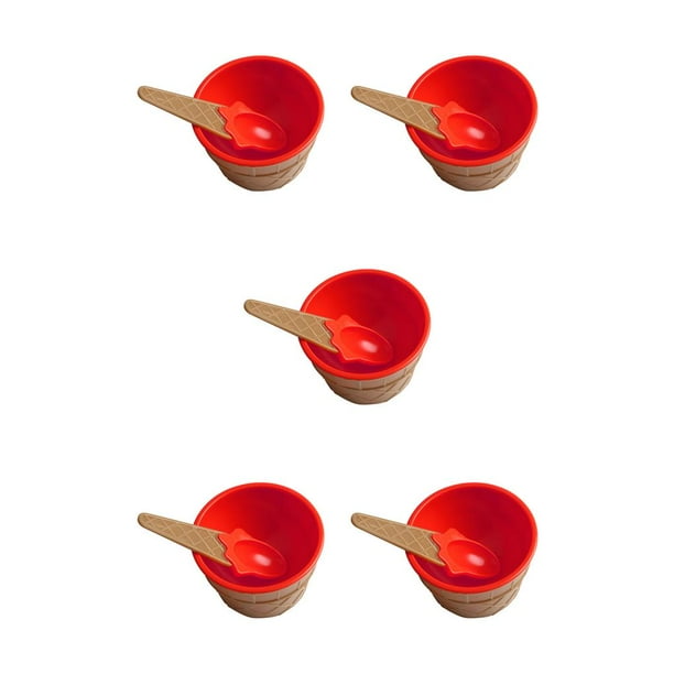 Toystoory Taza de helado para niños Postre para niños Mezcla de helado Tazón de PP con cuchara Vajilla Vajilla, rojo brillante Type2 NO2 Toystoory CBP146442