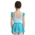 thumbnail image 2 of MSemis Kids Girls 2 Piece Ballet Dance Ruffles Sleeve Gymnastics Leotard with Wrap Skirts, 2 of 7