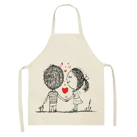

WMYBD Kitchen Gadgets Aprons 1pc Parent Adult The Family Kitchen Valentine s Day Print Linen Family Aprons