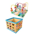 thumbnail image 4 of Cubo de actividades de madera para bebés, juguete multifunción, bloque de cuentas, 8 en 1, cubo de actividades para niños, juguetes educativos de aprendizaje para niños y niñas, 4 of 15