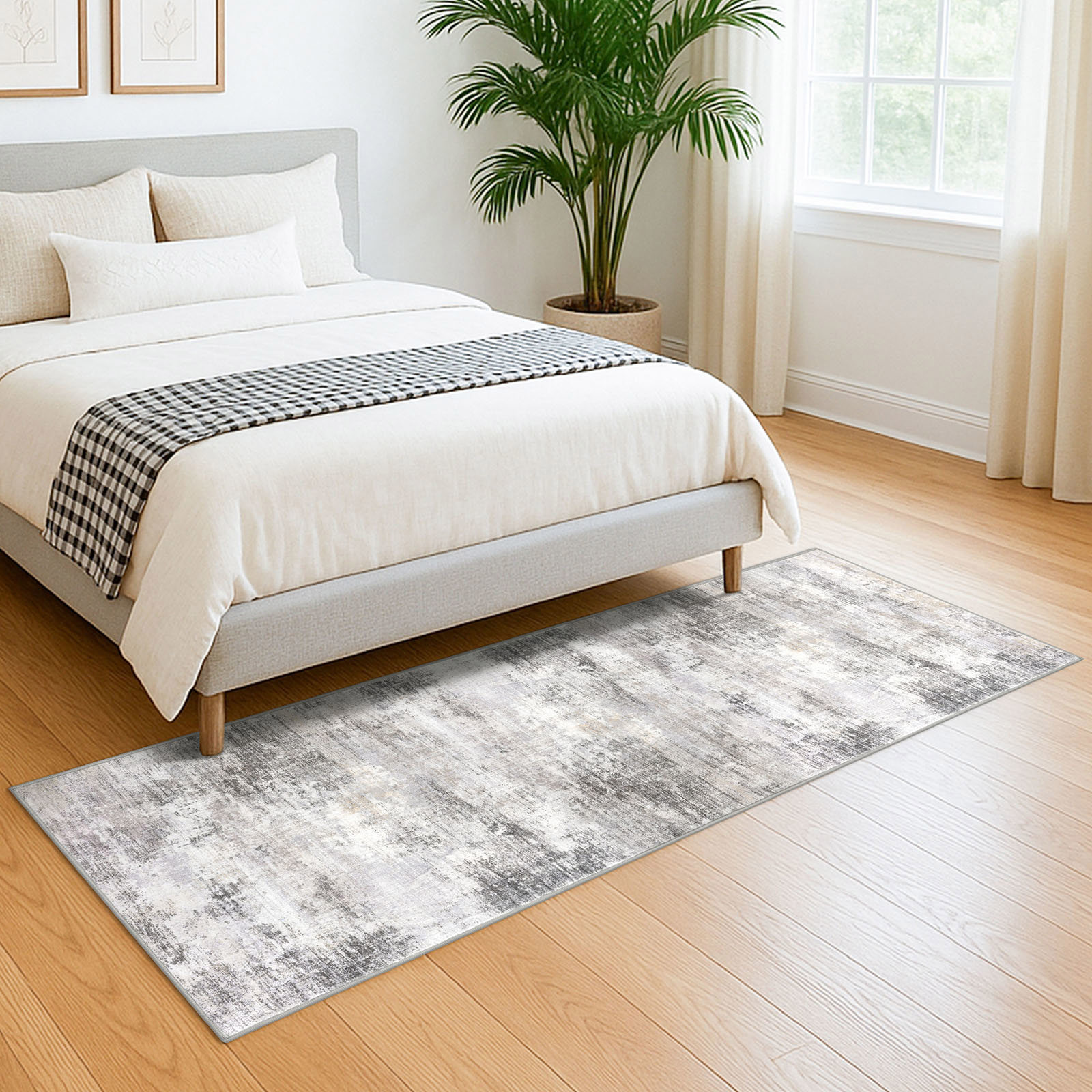 iOhouze Hallway Runner Rugs 2x8 Abstract Washable Runners Non Slip Kitchen Runner Low Pile Soft Printed Faux Wool Abstract Floor Runner for Indoor Bedroom Entryway Laundry Room