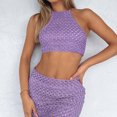 thumbnail image 1 of Conjunto De Ropa Conjunto de 2 piezas con cuello halter y minifalda tejida para mujer (morado L) Cgtredaw Para estrenar, 1 of 1