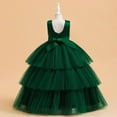 thumbnail image 5 of Pejock Girls Sleeveless Princess Pageant Dress - Puff Cake Skirt with Mesh Bow, Fashion Show Costume for Ages 7-14 Size 120-170, 5 of 9