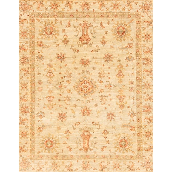 Ahgly Company Machine Washable Indoor Rectangle Abstract Orange Area Rugs, 8' x 12'