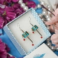 thumbnail image 3 of Tibetan Prayer Wheel Compressed Turquoise Gemstone Chip Inlay Drop Earrings For Women 925 Silver Plated Boho Ethnic Gypsy Fashion Earrings, 3 of 5