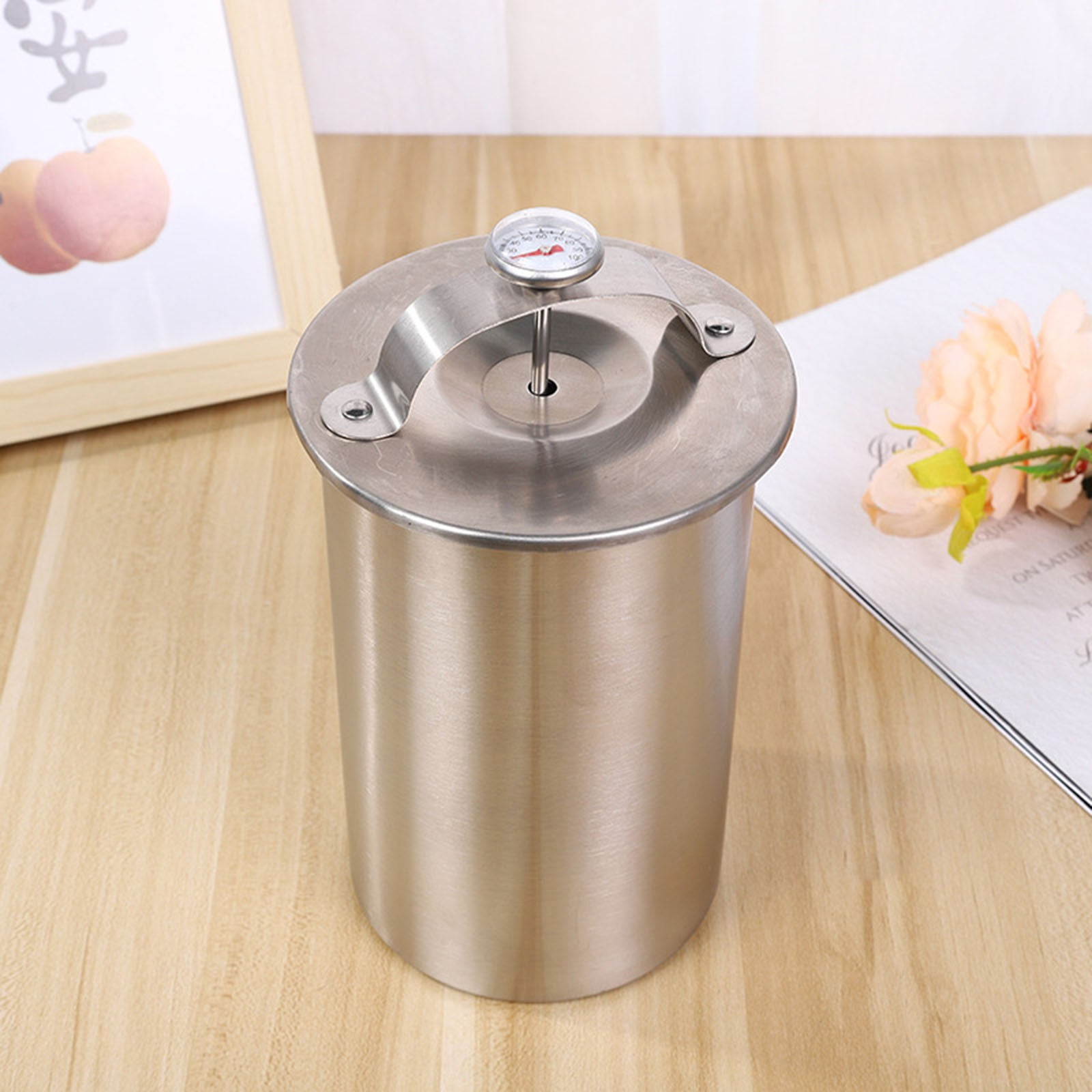 1set Stainless Steel Meat Press Maker Thermometer for Cooking Ham Beef Poultry and More for Creating Delicious Patties and Meat