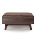 thumbnail image 5 of Simpli Home Owen 36 inch Wide Mid-Century Modern Small Rectangular Storage Ottoman in Distressed Chestnut Brown Vegan Leather, 5 of 9