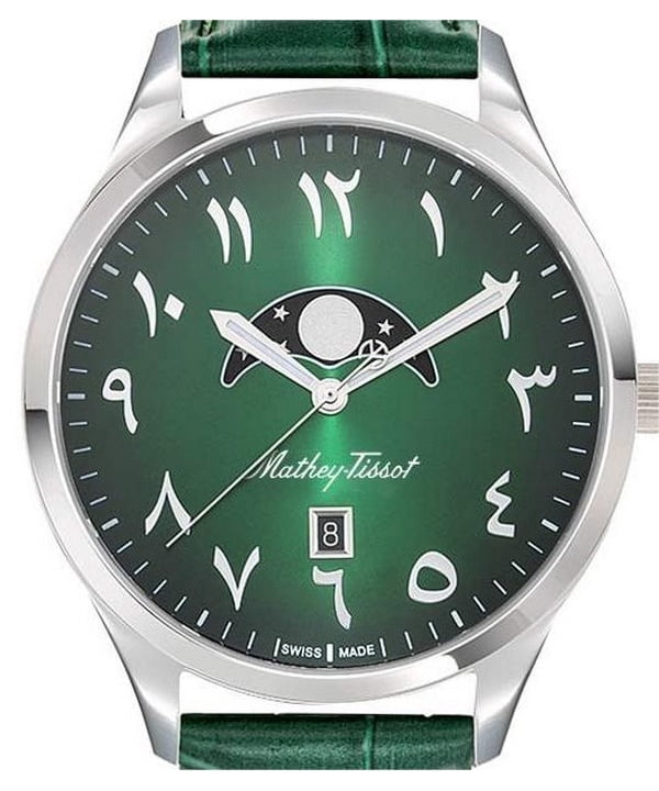 Mathey-Tissot Urban Moon Quartz Moon Phase Green Arabic Dial 