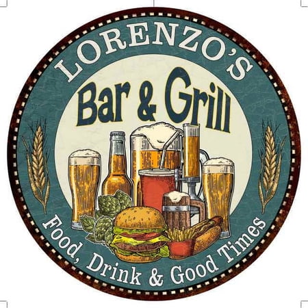 LORENZO S Bar and Grill 12 Round Metal Sign Kitchen Wall Decor 200120023416