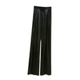 thumbnail image 2 of Casual Wide Leg Pants for Women Casual Petite Cotton Wide Leg Pants With Pockets Drawstring Elastic Waist Comfy Mid Rise Palazzo Pants Pull On Cropped Pants Casual Loose Straight Trousers Black, 2 of 3