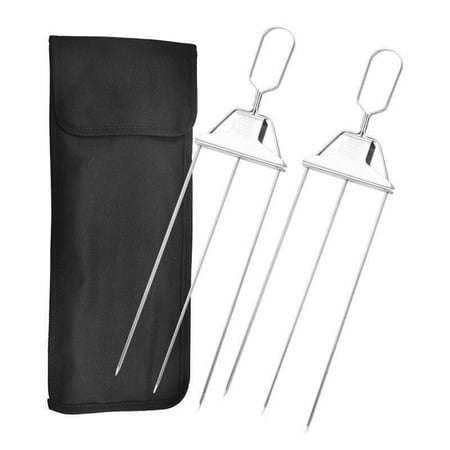 

Food Metal 3 Way Skewer Barbecue Fork Semi Automatic Barbecue Fork Home Barbecue Outdoor Barbecue Small for Cooking Food for Serving Small Silicone Tipped Mini Spatula Silicone Barbecue for Cooking