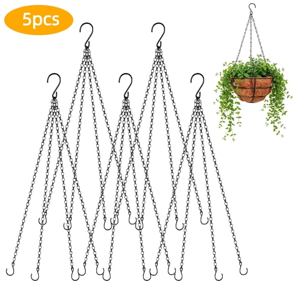 5 Pack 15.74 Inch Black 3-in-1 Hanging Chains, Multi-Purpose Hanging Hardware for Plant Baskets, Bird Feeders, Lanterns, Wind Chimes, Billboards & Indoor Outdoor Decor