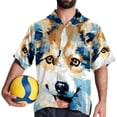 thumbnail image 4 of Pixel Dog Men's Hawaiian Shirt, Short Sleeve Printed Button Down Beach Casual Tops, Summer Spread Collar Men's Shirts, 4 of 6