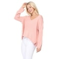 thumbnail image 4 of Women's Long Sleeve Wide V-Neck with Side Slit Oversize Pullover Sweater MK8219-BUR-M-BD, 4 of 6