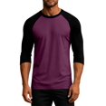 thumbnail image 3 of Havenx Baseball Shirt for Men Raglan 3/4 Long Sleeve Crewneck Shirts Color Block Moisture Wicking Tee Shirt Gym Workout Athletic Vintage Classic Tee Top,Hot Pink M, 3 of 5