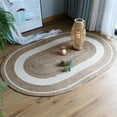 thumbnail image 4 of Rattan Straw Rope Oval Woven Striped Welcome Mat, Hotel Decorative Oval Doormat, 4 of 7