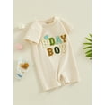 thumbnail image 3 of Suealasg Infant Baby Boys Birthday Bodysuit Short Sleeve Round Neck Letter Print Romper Newborn Boy Summer Casual Clothes, 3 of 9