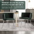 thumbnail image 3 of Modern Hand Weaving Dining Chairs Set of 2, Boucle Upholstered Vanity Chairs with Silver Legs, Side Chairs with Armrest, Accent Chair for Dining Room, and Cafe (Emerald, Set of 2), 3 of 14