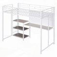 thumbnail image 2 of Twin Size Loft Bed with Desk & Whiteboard - Metal, 3 Shelves, Easy Assembly, 2 of 13