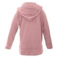 thumbnail image 5 of Ribbed Hoodies for Women Fall Winter Long Sleeve Button Side Slit Plain Hooded Sweatshirt Pullover Tops, 5 of 6
