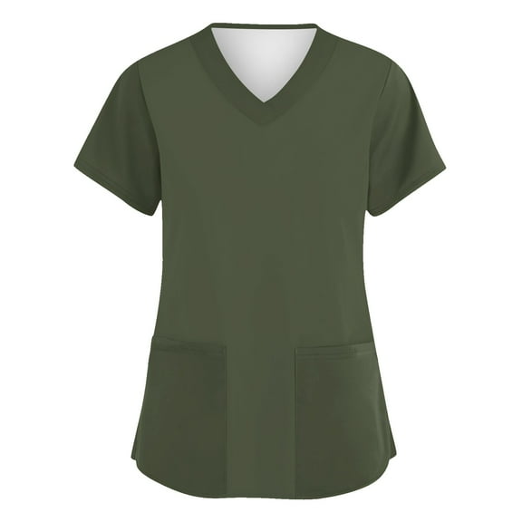 Vitastitch Scrubs, Women's V-Neck Short Sleeve Scrubs Top with Pockets, Breathable Polyester Healthcare Workwear, Durable Nursing Uniform for Medical Professionals Green L