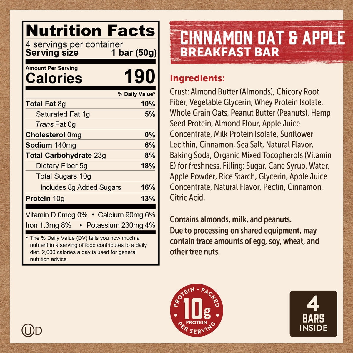 (Pack of 12) Kodiak Bar Breakfast Cinnamon Oat Apple 7.05 Oz