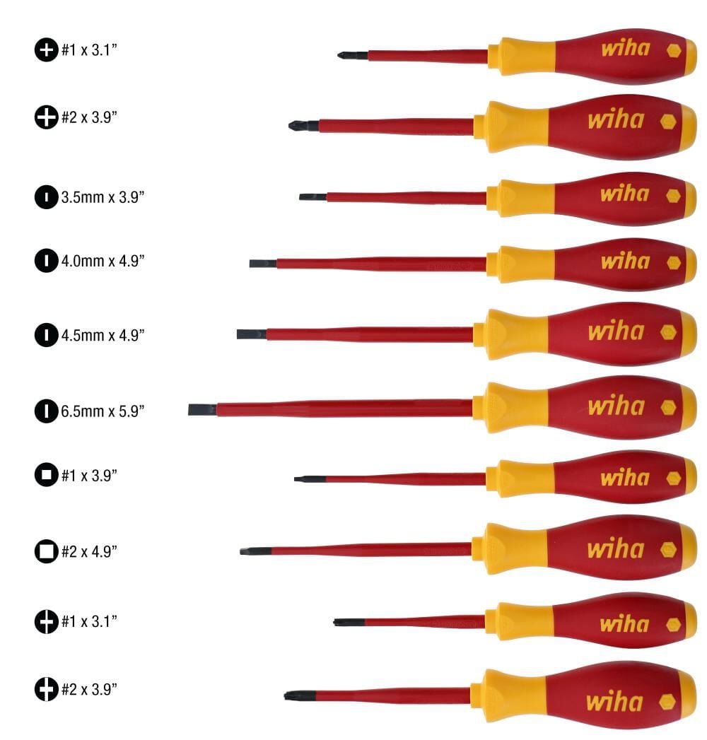 Wiha 32198 Insulated Slim Screwdriver Set, 11-Piece