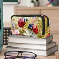 thumbnail image 6 of PhooArto Pencil Case, Pink Ladybugs Playing Flowers Large Capacity Pencil Pouch Stationery Pen Bag, 6 of 7