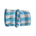 thumbnail image 1 of Reliant Ribbon 93128W-313-40F 20.5 in. 10 Yards Dupioni Check Grande Wired Edge Ribbon, Turquoise & White, 1 of 1
