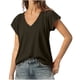 thumbnail image 3 of Camisas holgadas,Blusa informal de cuello en V para mujer, manga corta, color liso, tejido suave y ligero, diseño con detalle de pliegues, ideal para uso diario, sopatenor, 3 of 9
