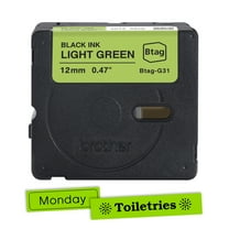 Brother Genuine P-touch BTAGG31 Black on Light Green Label Tape, ~1/2in by 13.1ft (12mm x 4m) for Ptouch Label Makers
