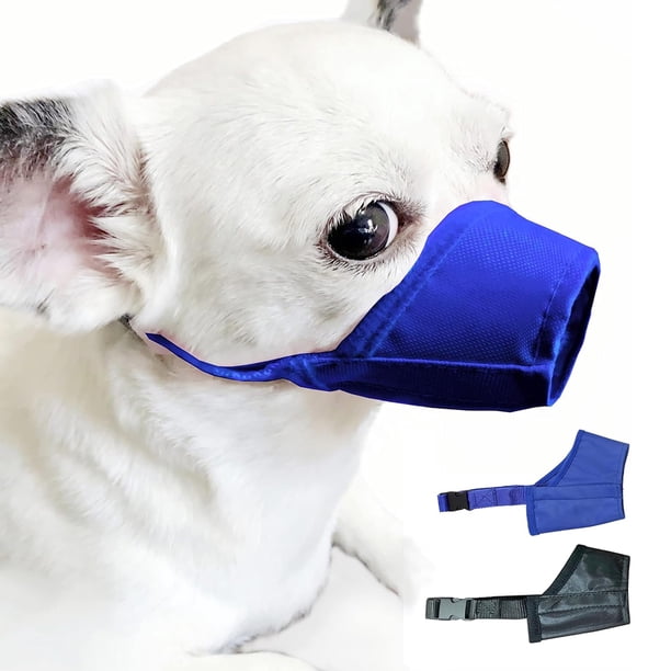 2 paquetes de bozales para perros con hocico largo, bozal para perros de ajuste rápido, ajustable, evita morder, ladrar y masticar (negro + azul)