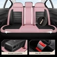 thumbnail image 4 of Coverado Luxury Leather Car Seat Covers Full Set 5 Seats, Automotive Front and Rear Mesh Seat Covers for SUV Sedan Truck, Pink & Black, 4 of 7