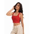 thumbnail image 6 of Women's Sleeveless Square Neck Crop Top - Cute Seamless Slim Fit Tank Top, Breathable Summer Casual Wear, XS-L, 6 of 6